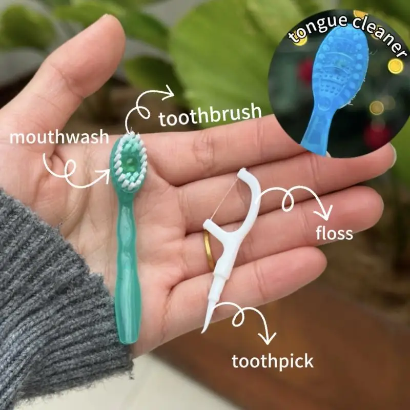 10Pcs 2In1 Dental Floss Toothbrushes With Soft Nylon Bristles And Durable Floss Perfect For Daily Oral Care Travel Home Use·..