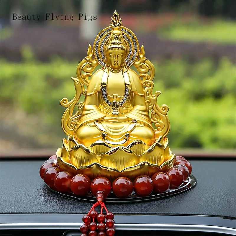 1PCS 13cm alloy car accessories double-sided Guanyin car perfume base household decoration craft gifts