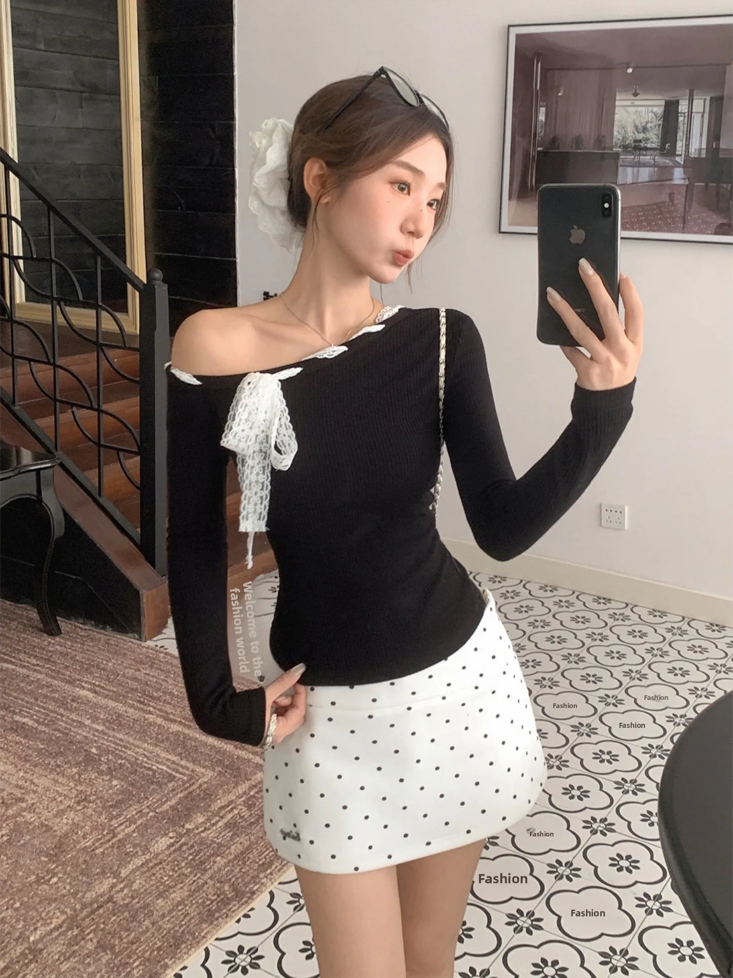 Pure Desire Sweet Spicy Polka Dot Print  Skirt Women's A-Line Short Skirt Summer 2026 New Anti-Light Walking Skirt