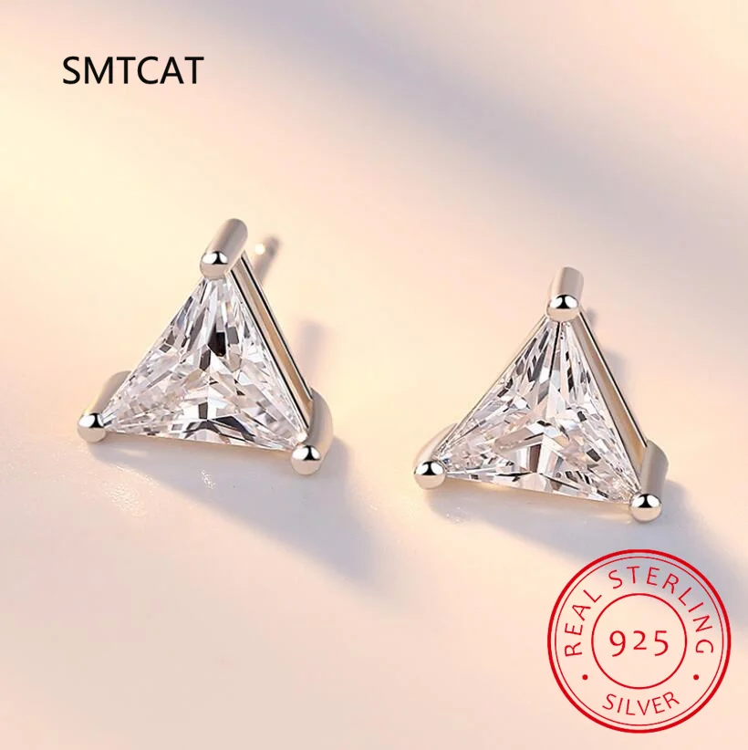 100% 925 Sterling Silver Triangle Cut Created Moissanite Gemstone Wedding Engagement Ear Stud Earrings Fine Jewelry Wholesale