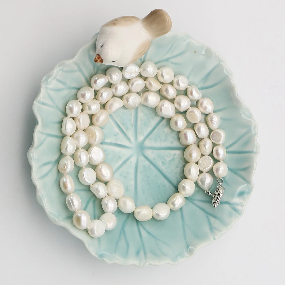 

1Set Irregular White Natural Freshwater Pearl Jewelry Sets With Direction Clasp Design Necklace Elegant Woman Bracelet Gift