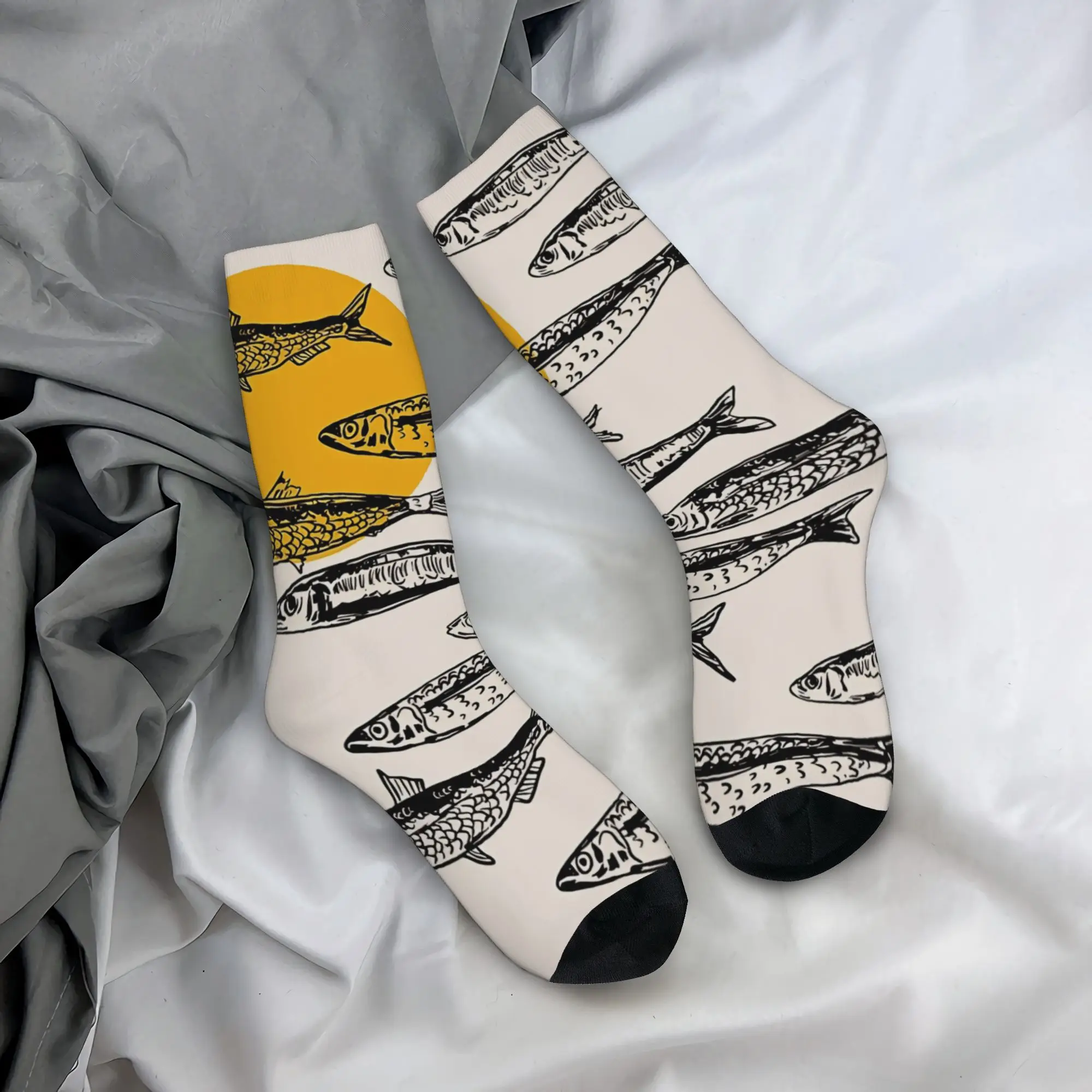 

Couple Socks Retro Sardines Stockings Anti Bacterial Comfortable Socks Winter Leisure Printed Outdoor Socks