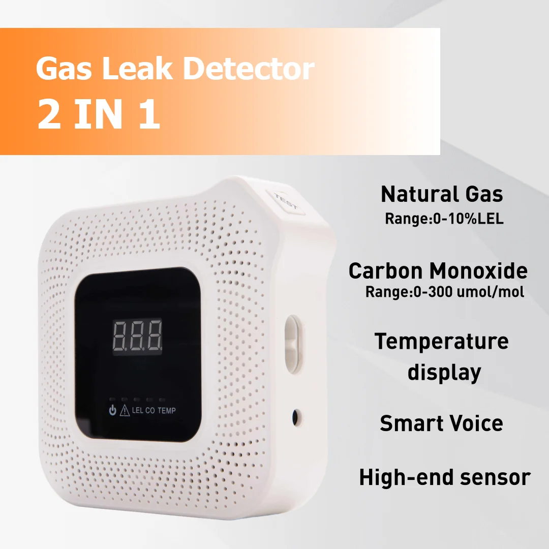 HD8200 Gas Detector 2 In 1 Natural Gas Detector Carbon Monoxide Combustible Gas Detector For CH4 LPG CO Voice Alarm In Kitchen