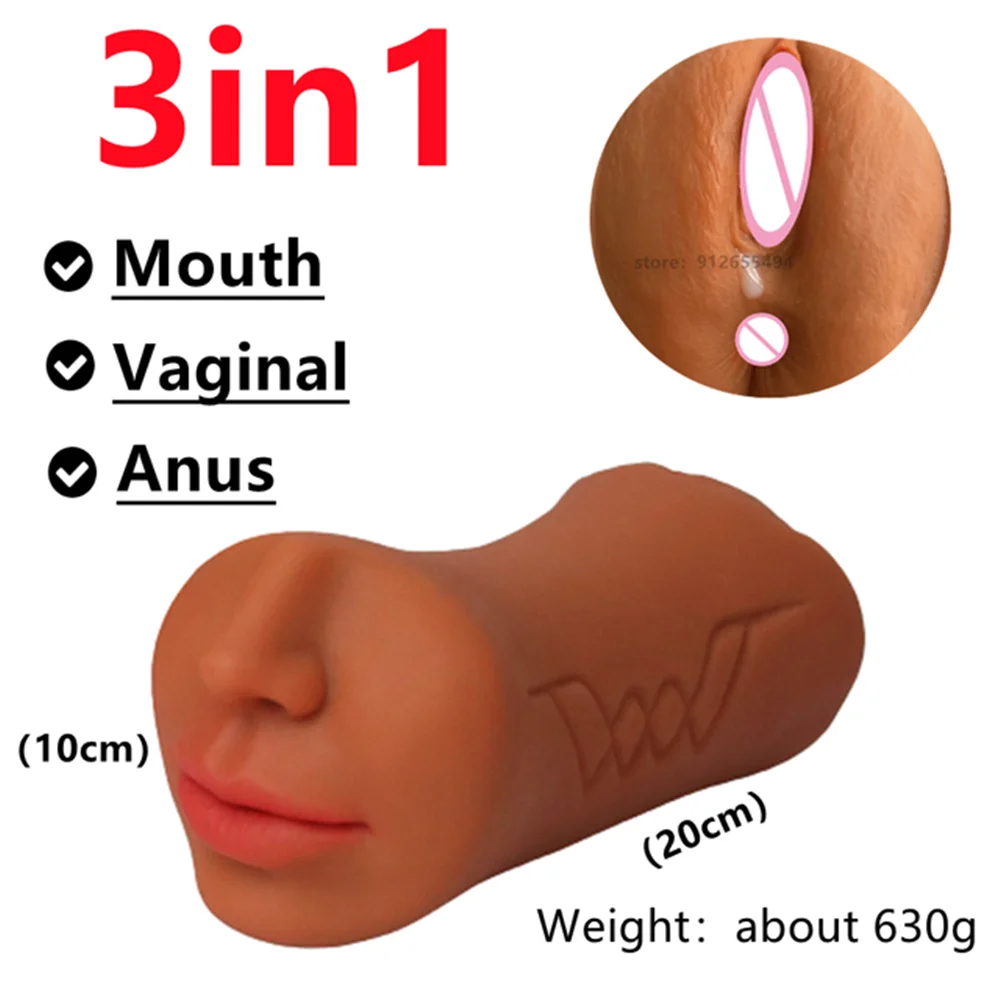 3 in 1 Sex Toys for Men 3D Realistic Artificial Vagina Pocket Pussy Real Anus Mouth Silicone Adult Sexy Product Male Masturbator