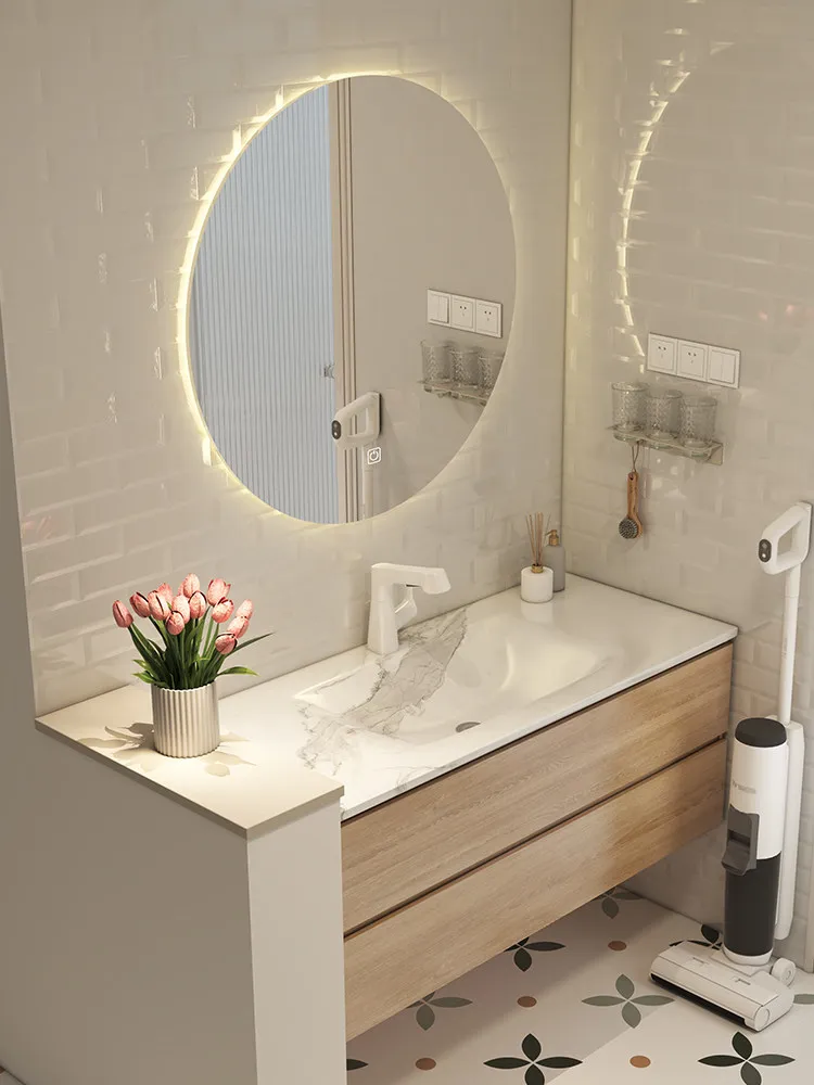 

Log wind rock slab hot bending integrated basin bathroom cabinet combined toilet washstand