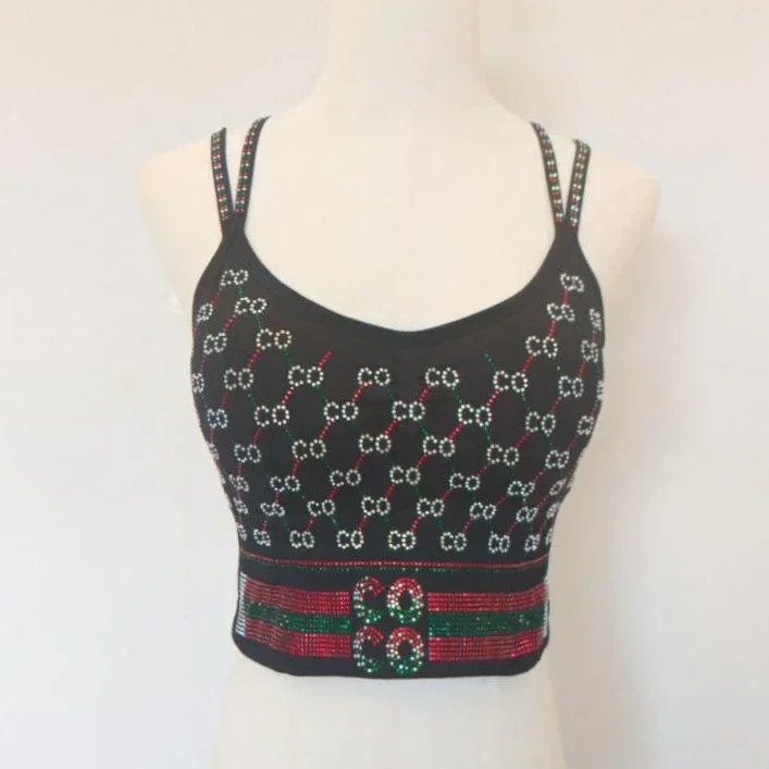 Yoga Bra Push Up Gym Running Bra Gemstones Crop Tops Women Sexy Paded Camisole Woman gemstones crop Tops