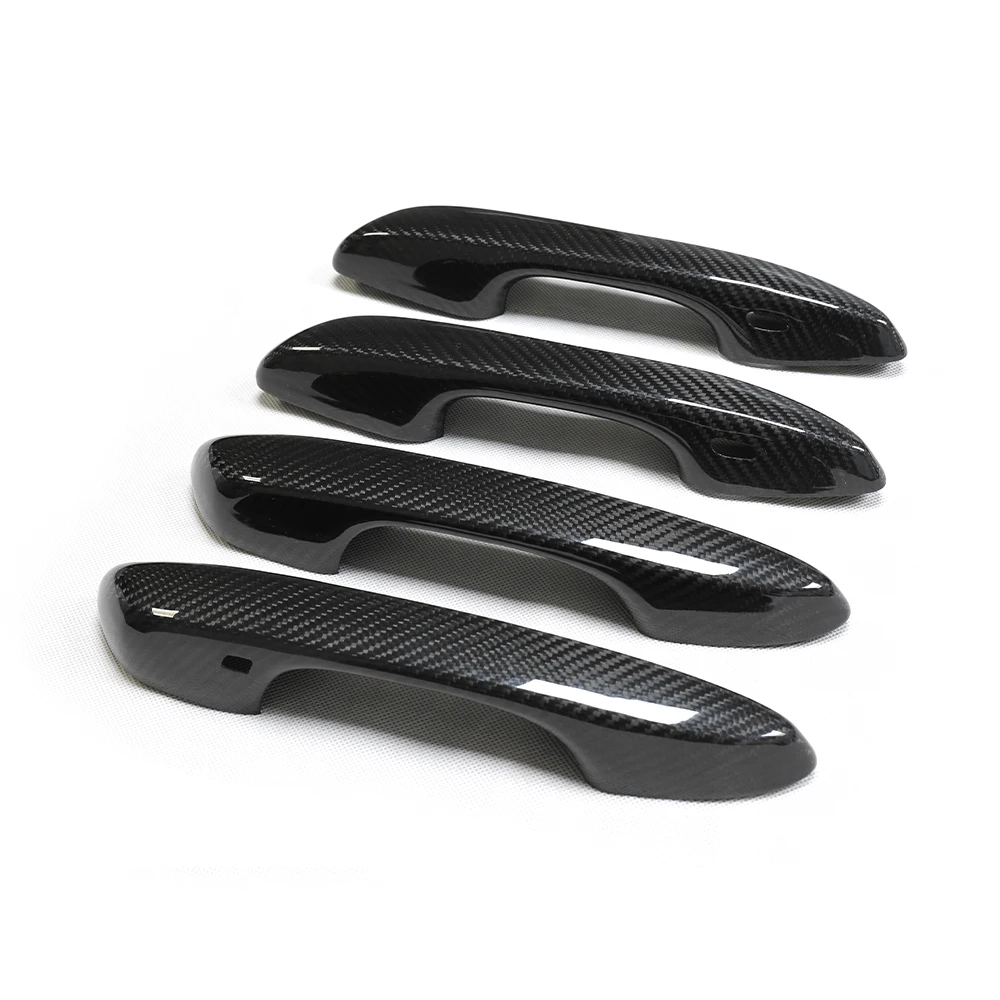 Tiypeor Dry Carbon Door Handle Cover For Lexus ES XZ10 ES200 ES260 ES300h ES350 2018-2025 Overlay Gloss Black 4 pcs