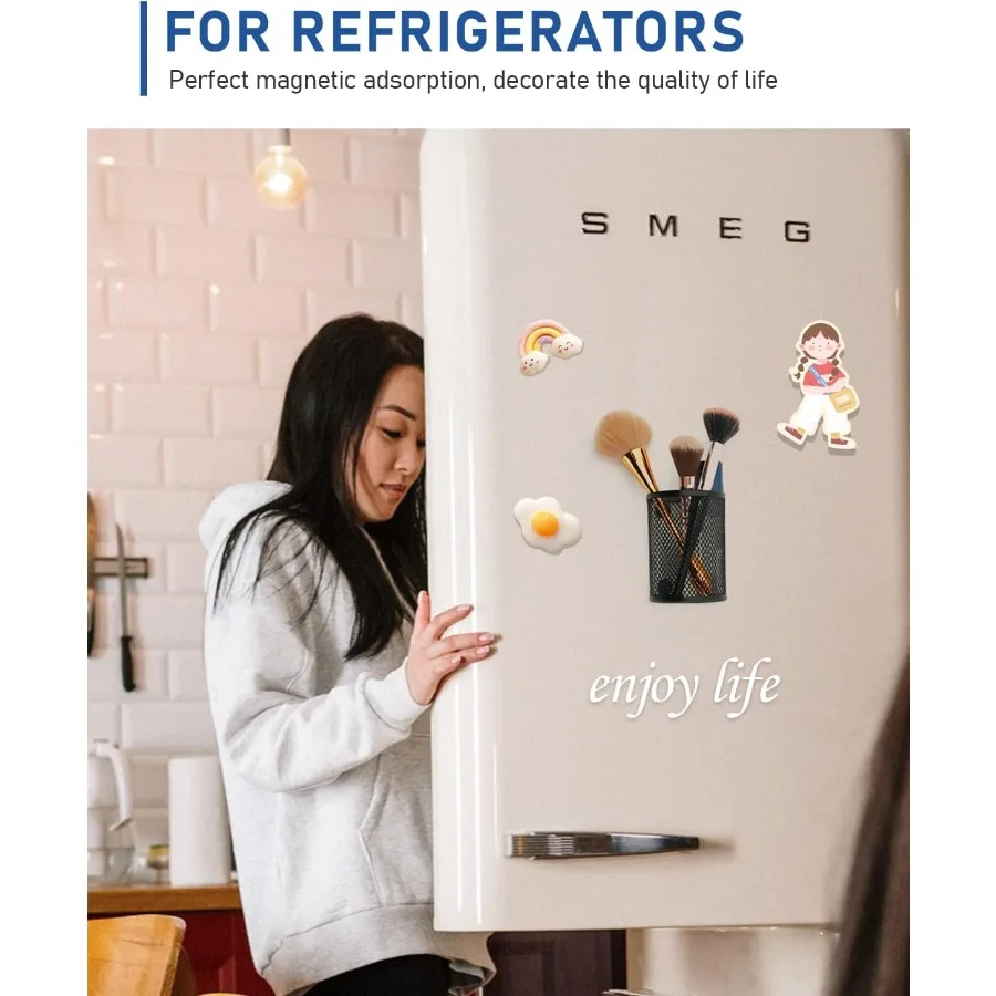 حامل أقلام مغناطيسي مكون من 4 قطع من ملحقات منظم خزانة المقشرة للمدرسة والمكتب باللون الأسود