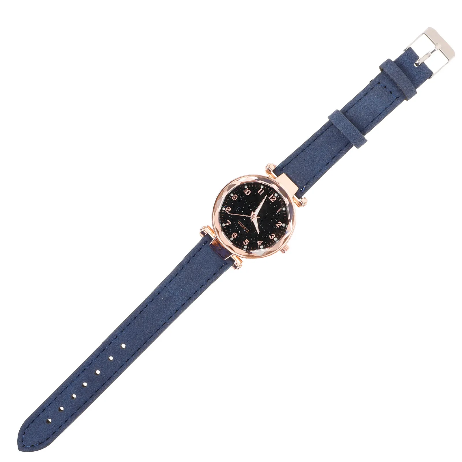 Ladies Retro Quartz Wristwatch with Luminous Hands Starry Dial Rhinestone Bezel Band Comfortable Fashionable All