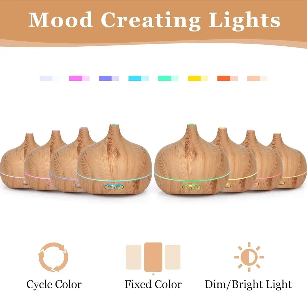 موزع روائح الزيوت العطرية بالموجات فوق الصوتية سعة 550 مل، علاج عطري للرذاذ البارد، حبوب الخشب، إيقاف بدون ماء، لغرفة النوم، المنزل، المكتب، Livi