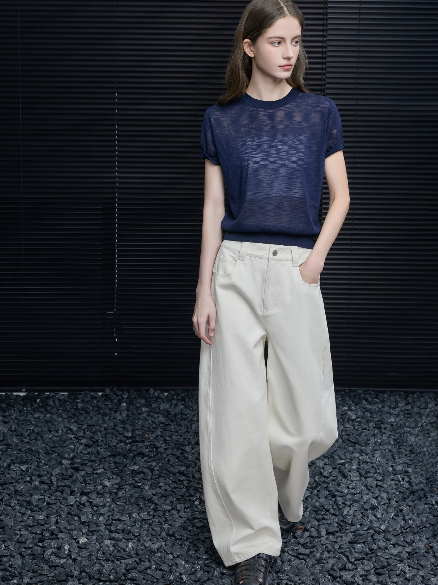 

Loose Fit ort Sve Knitted Sweater Moment k Blue Spring Summer New Sle Women's Streetwear Faion Breathable Comfort...