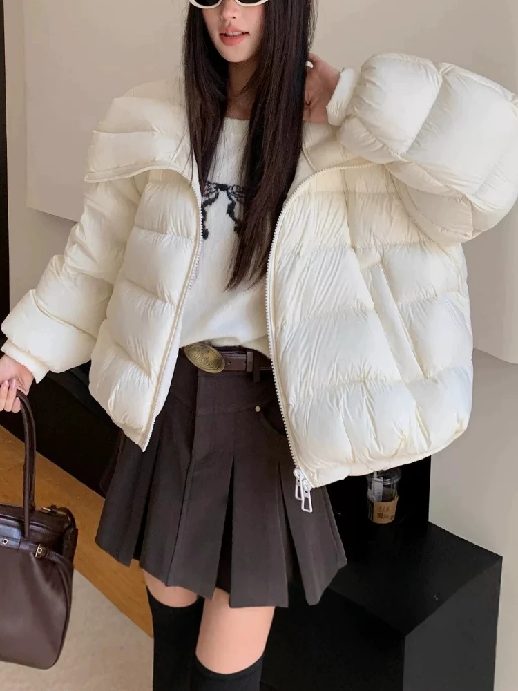 2026 new Korean large lapel short down jacket women's 90 white duck down cloud puffs bread jacket wholesale