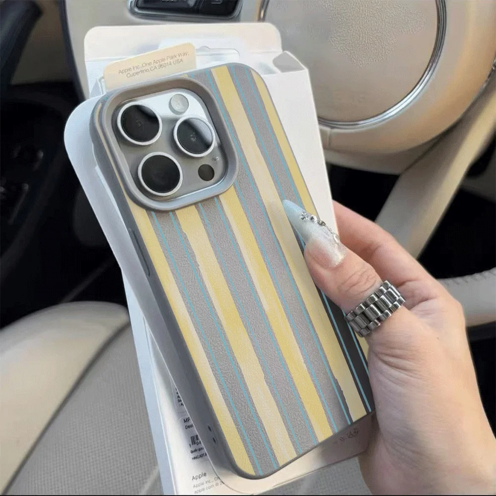 Zweifarbig gestreiftes Handyhülle mit Farbblockierung für iPhone 17 16 15 14 13 12 11 Pro Max 16 15 Plus 17 X XR Silikon Matt Weiche Hülle – Detail 10