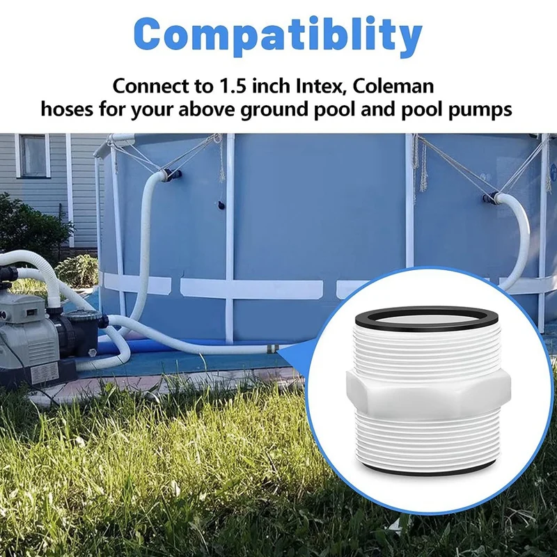 Pool Hose Adapter 1.5 Inch For Intex Coleman Pool Pump Hose With Ring Gaskets Swimming Pool Hose Adapter Replacement Parts