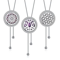 Fashion Adjustable Chain Aromatherapy Essential Oil Diffuser Necklace Stainless Steel Locket Sweater Chain Long Perfume Necklace