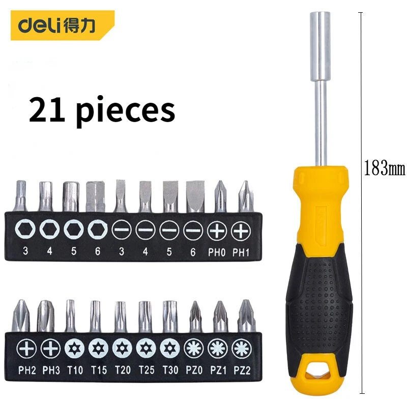 

Deli 21 In 1 Screwdriver Set Multifunction Magnetic Screw Driver Bits SL PZ PH Screwdriver Kit Computer home Repair Tools