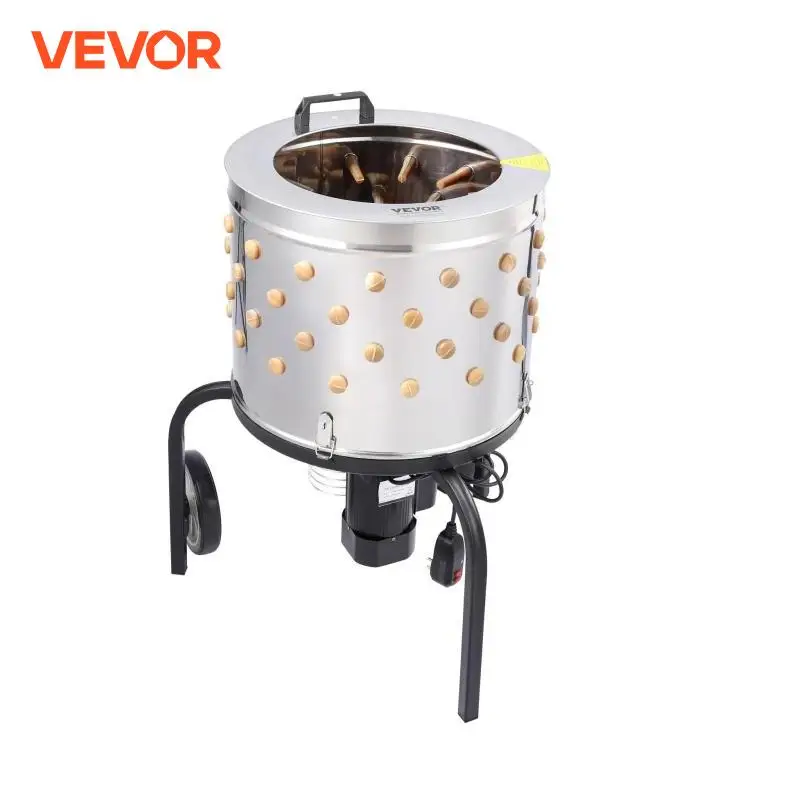 VEVOR Chicken Plucker Machine Feather Plucker with 20-inch Stainless Steel Drum Defeathering Equipment with 108 Soft Fingers