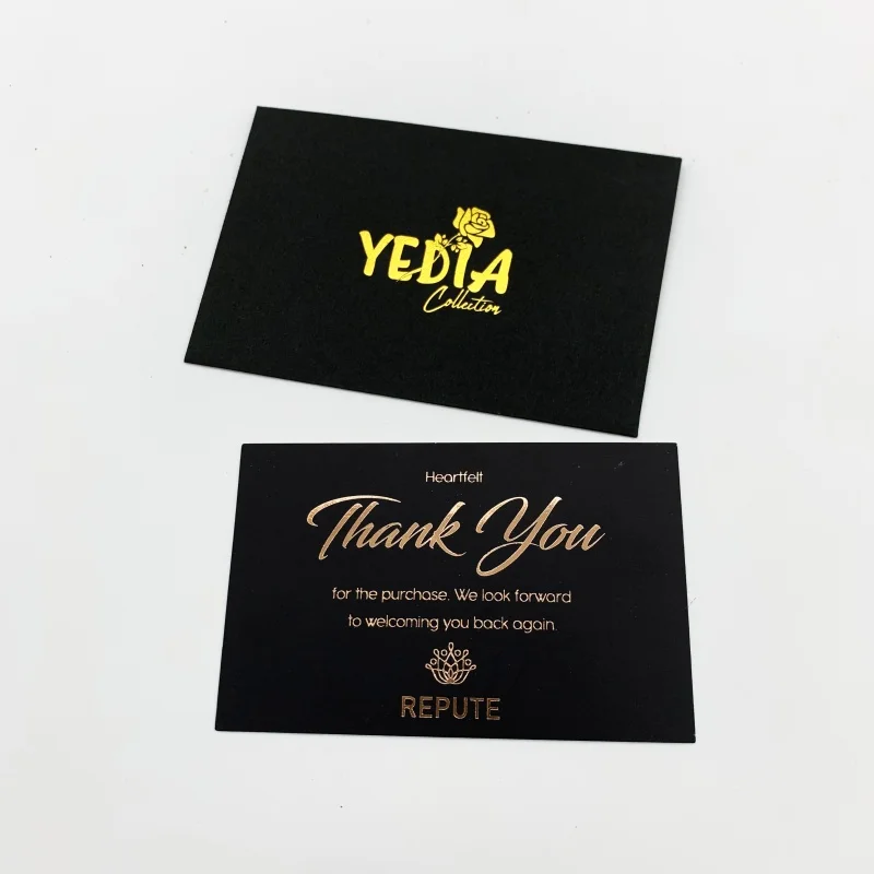 Customized product、High Quality Custom Printing Luxury Gold Stamping Thank You Cards For Business Product Tags Card