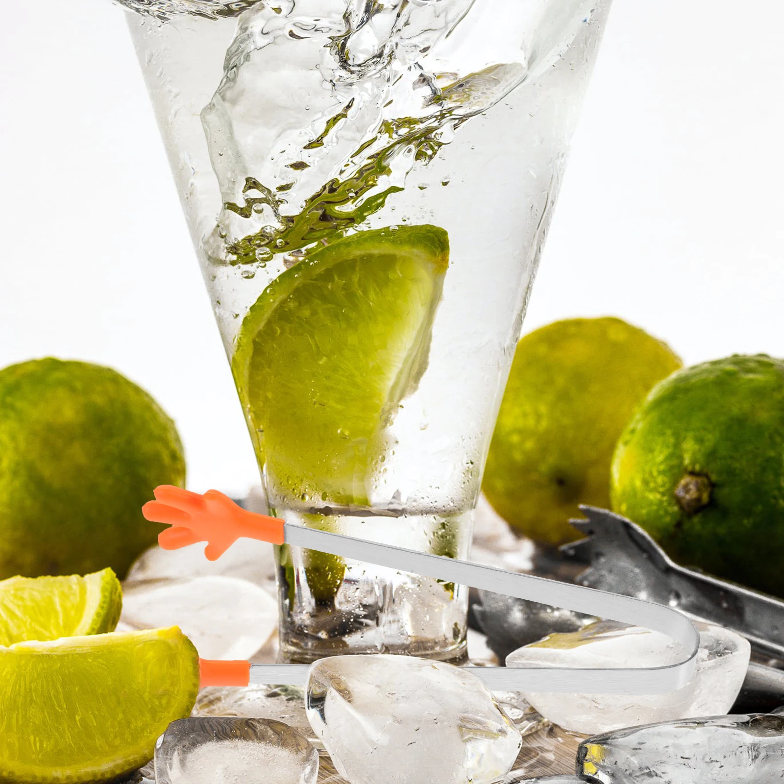 

Stainless Steel Ice Tong Mini Size Silicone Grip Non-Slip Heat Resistant Ice Cube Sugar Cube Tong Portable Kitchen Food Serving