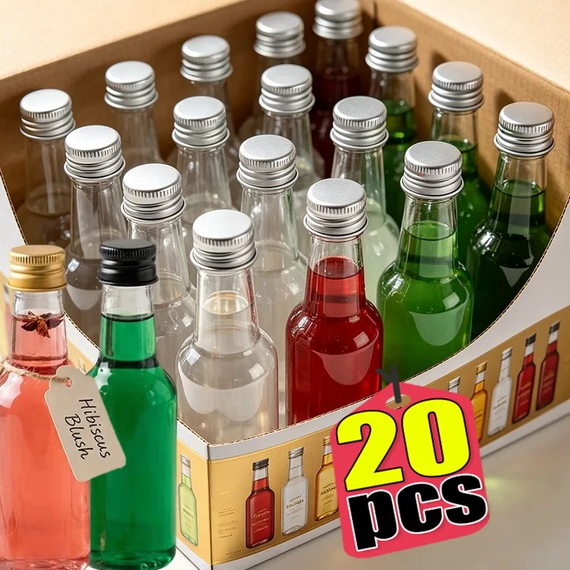 10/20Pcs Mini Plastic Wine Bottle Suit Reusable 50ml Portable Clear Juice Bottle Cereal Bottle Christmas Party Decorative Bottle