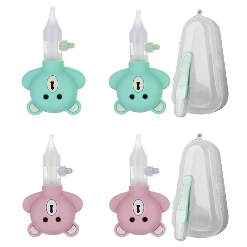 Kids Newborn Nasal Aspirator Cartoon Bear Silicone Baby Safety Nose Cleaner Vacuum Suction Sniffling Equipment