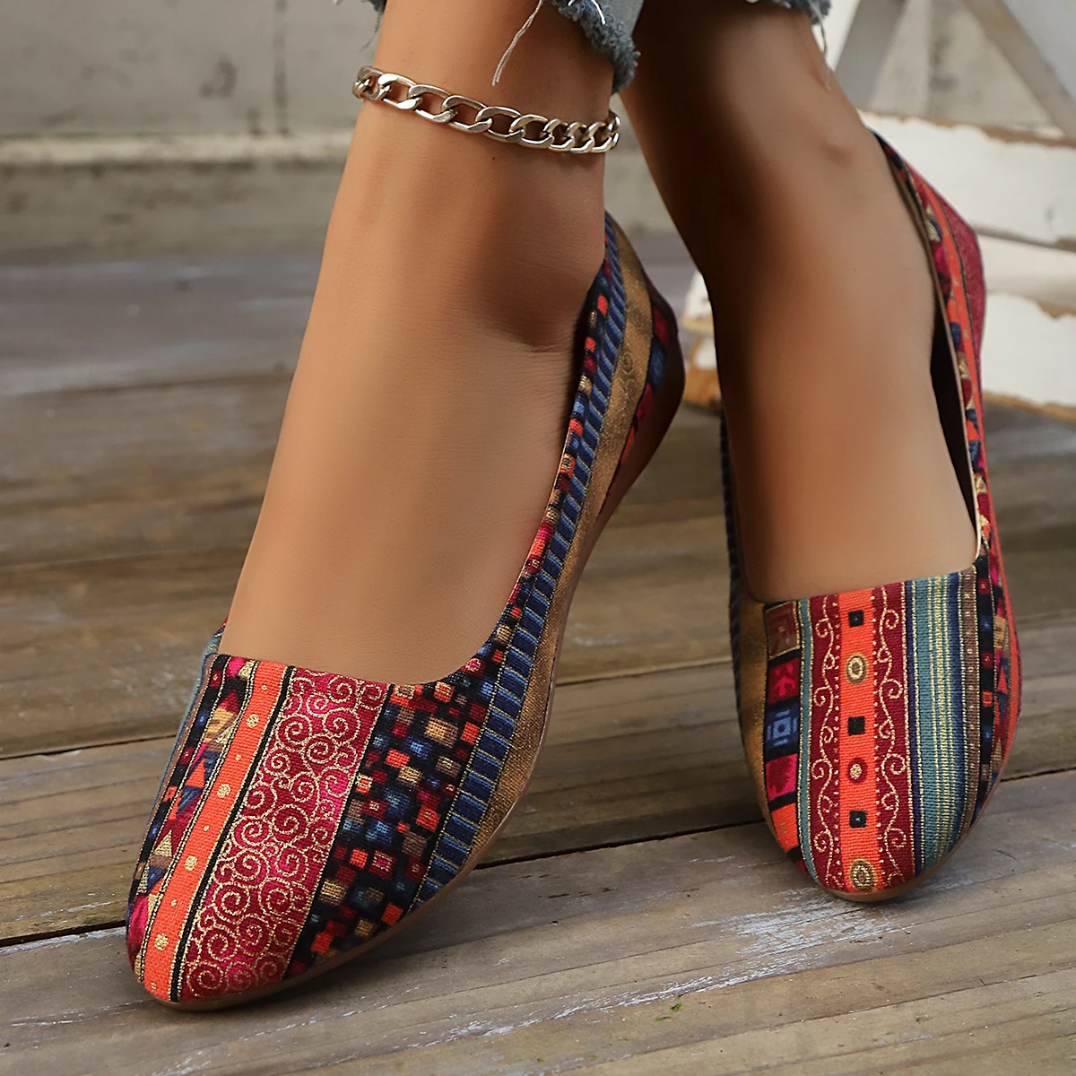 

Женские балетки на плоской подошве с острым носком, повседневные лоферы без шнуровки босиком, удобная роскошная женская обувь на плоском каблуке с случайным узором