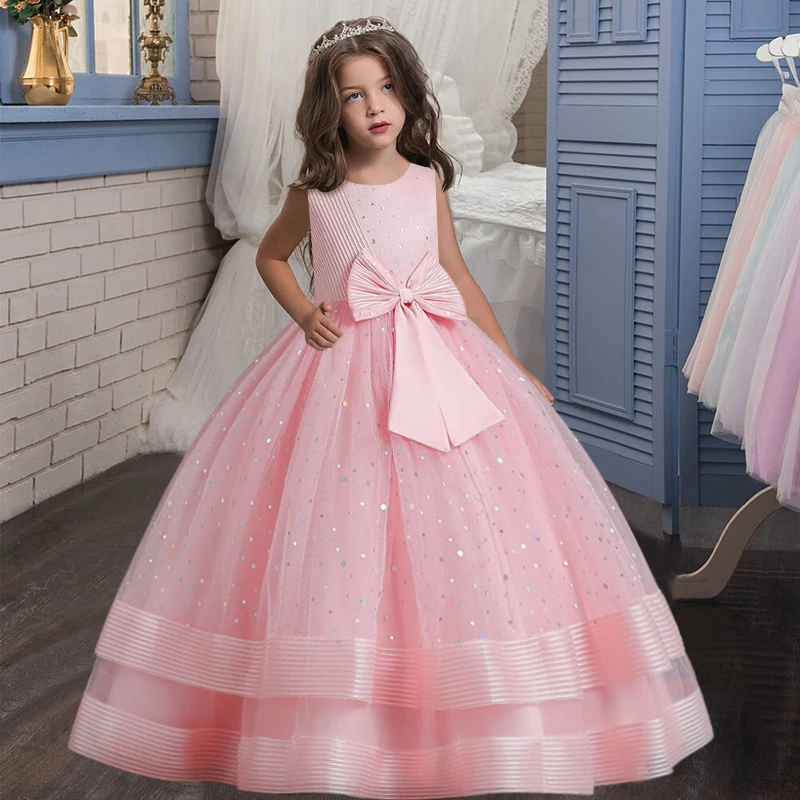 New girl children polka dot tulle lace birthday party dinner party dress girl big butterfly dress new Christmas party princess d