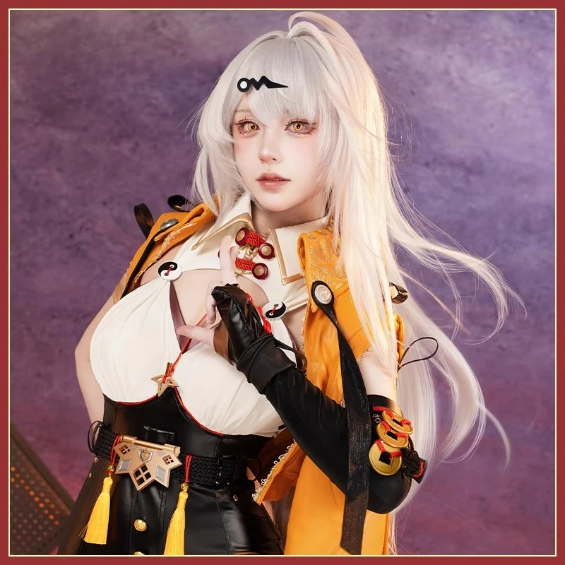 Kostium Cosplay Zenless Zone Zero Yixuan, seksowny kombinezon, płaszcz w stylu chińskim, uniform, żółty płaszcz, ochraniacze na buty, kostiumy na Halloween