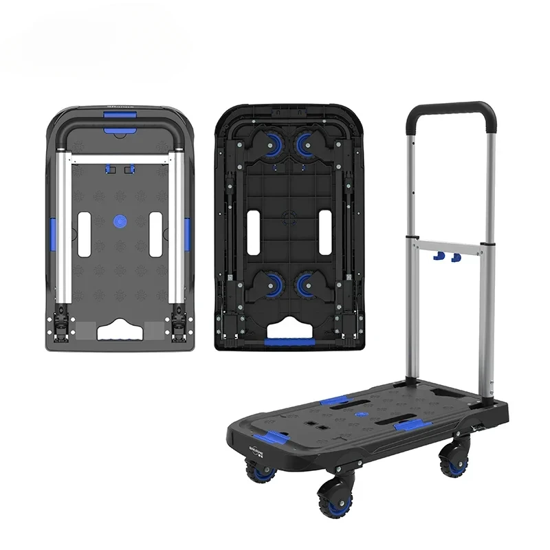 Smart Platform Foldable Trolley 4 Wheels Black and Blue Truck FW-99FS