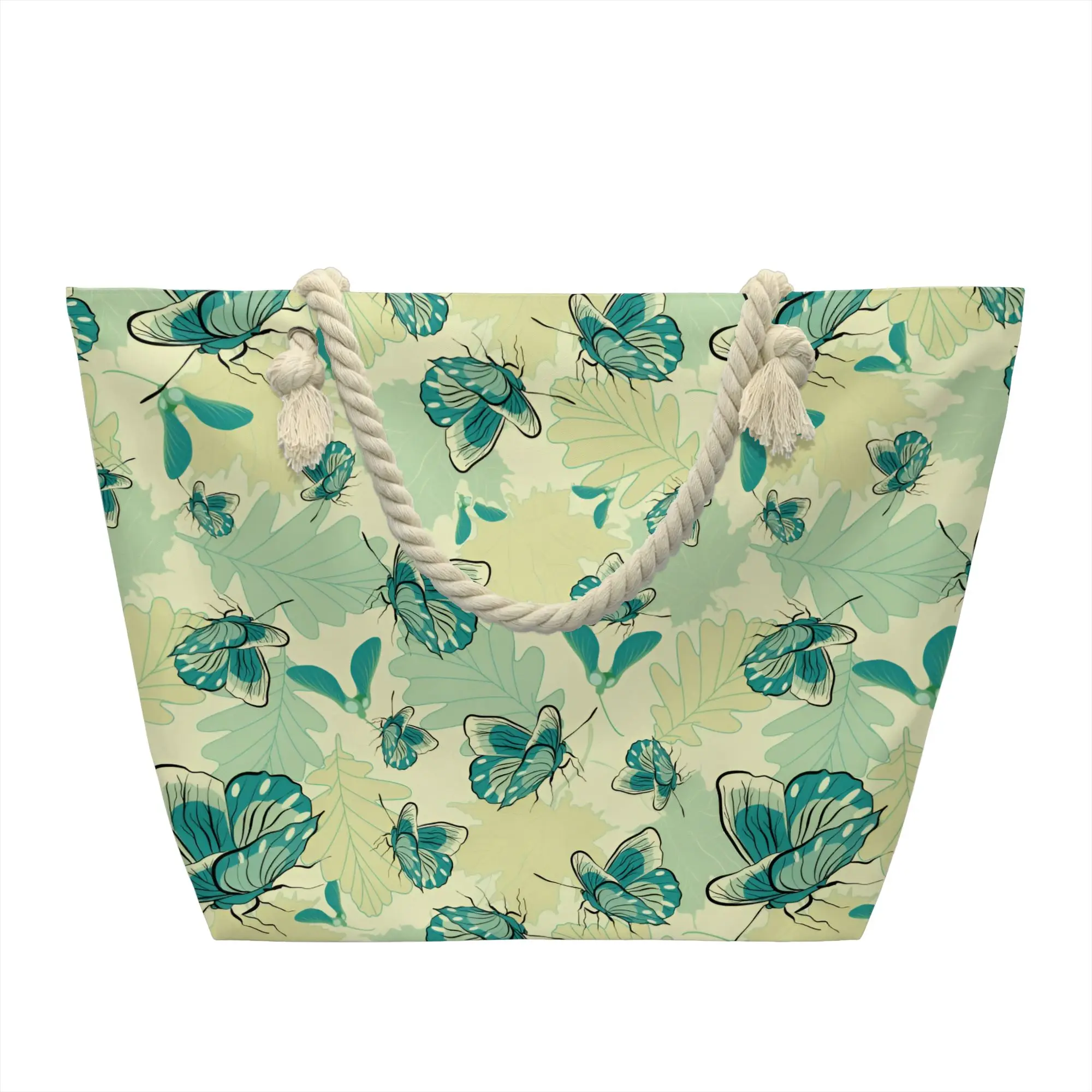 Butterfly Pattern Groceries Shopping Bags Fashion Printed Canvas Shopper Shoulder Tote Bag Large Capacity Portable  Handbag