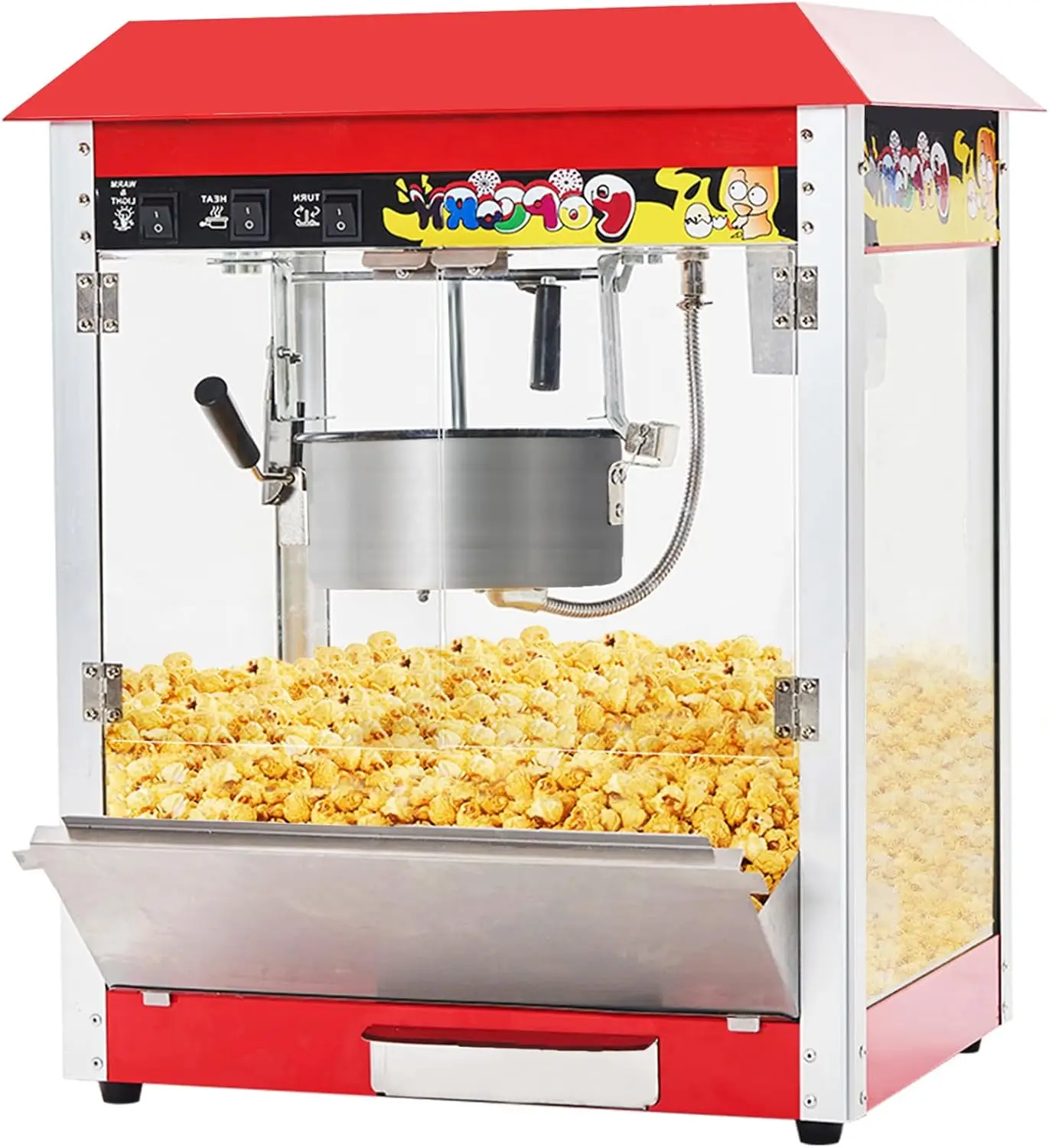 Popcorn Machine, 10 Oz Kettle, 1300W Countertop Popcorn Maker for 60 Cups per Batch, Movie Theater Popcorn Popper with 3-Switch