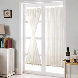 White French Door Curtains Blackout Patio Sliding Glass Door Curtain Panel Polyester for Privacy Home Decoration