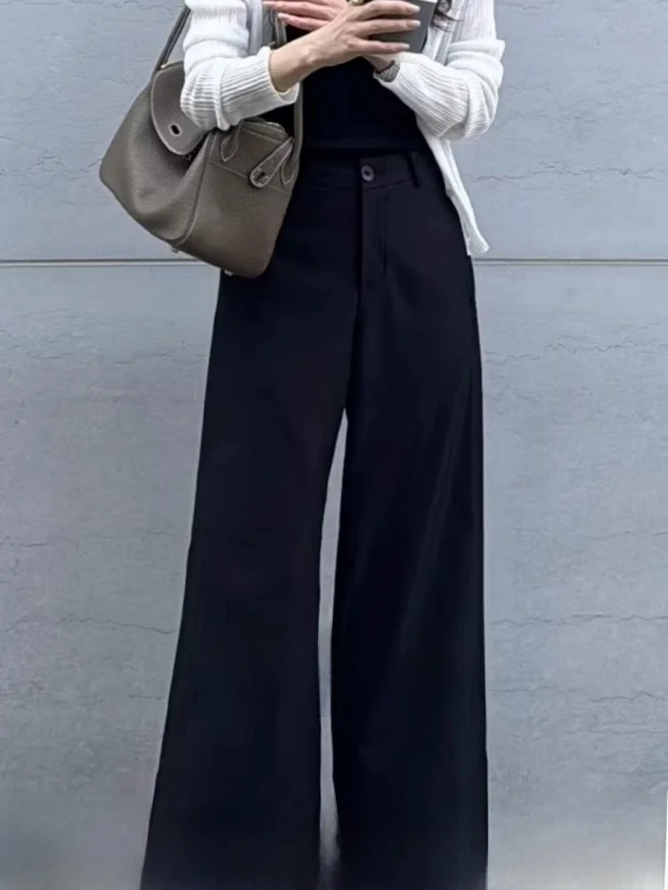 

Повседневные черные брюки-бананы для женщин, укороченные, с высокой талией, прямые, удобные, свободные, стройнящие, скрывающие бедра