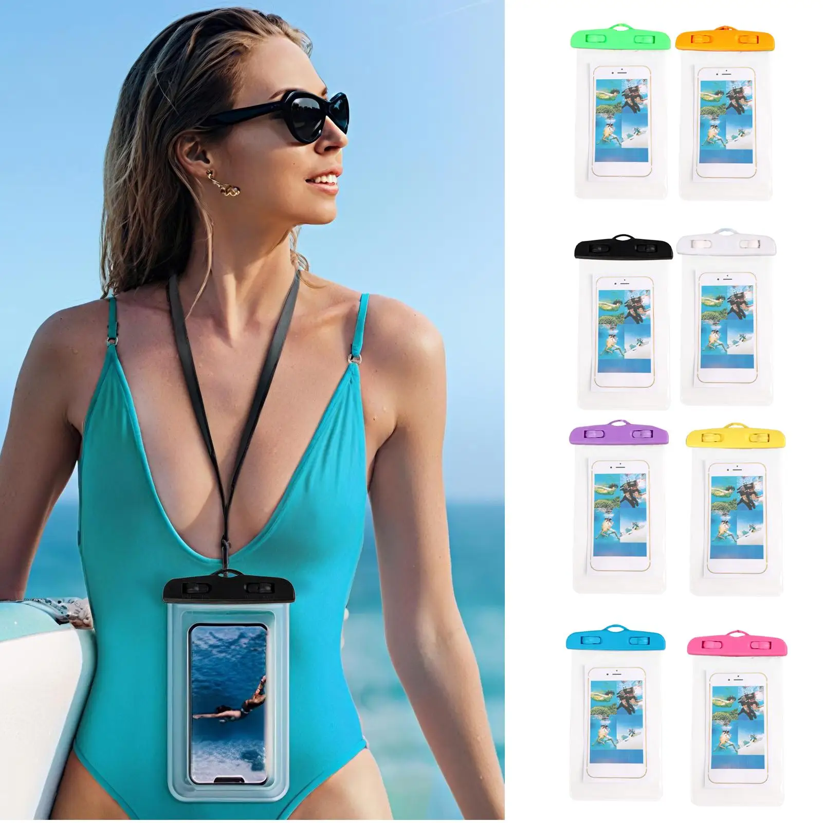 

Universal Waterproof Phone Case Swimming Water Proof Bag Underwater Phone Protector Pouch Cover Cell Phone Lanyard