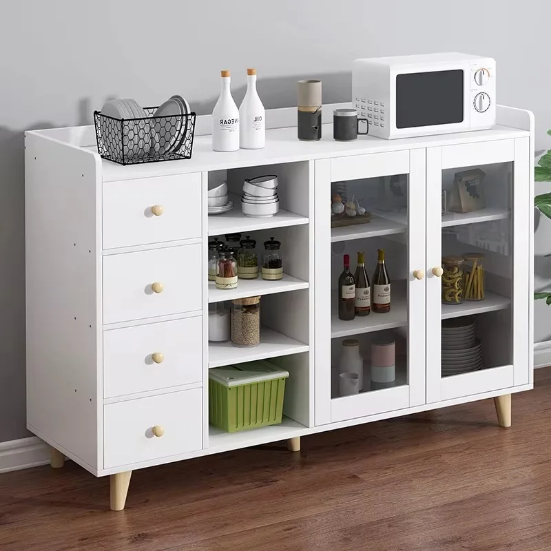 Modern multifunctional kitchen cabinet for food vegetable accessory storage organizer shelf customized wooden sideboard cabinet