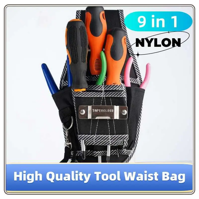 

9 In 1 High Quality Tool Bag Waist Pack Belt Utility Kit Holder 600D Nylon Fabric Toolkit Electrician Waist Pocket Pouch Bag