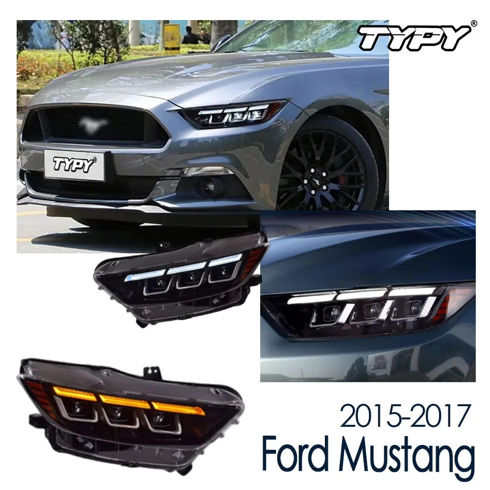 

New LED Car Headlights For Ford Mustang 2015-2017 Headlight Signals Auto Accessories Daytime Running Lights