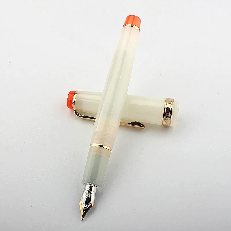 Jinhao 9019 Füllfederhalter-Set – 3 Stück, Transparent Mit Gold-Applikation, Größe 8 Feder, Inkl. Konverter