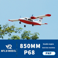 XFly Model 850mm-P68 Twin-Engine Propeller Three-Bladed Propeller RC Electric Remote Control Aircraft Training Aircraft Model