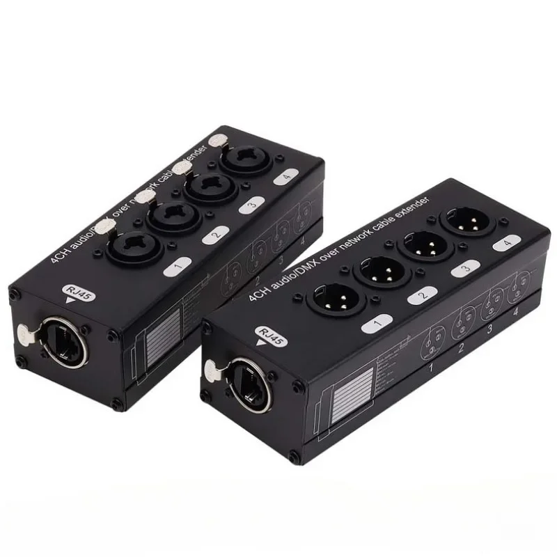 1Pair  1 Male + 1 Female 4 Channel 3 Pin Multi Network XLR Cable for Stage Sound Lighting and Recording Studio To RJ45 Ethercon