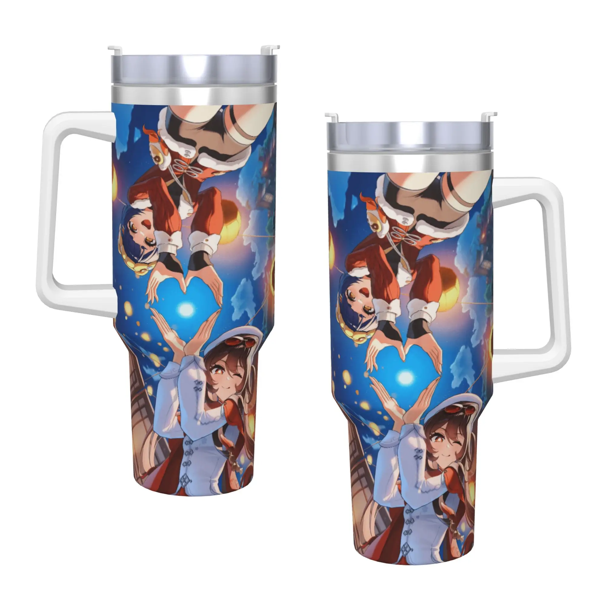 Stainless Steel Tumbler Anime Game G-Genshin Impact Car Mugs With Straws  Beach Bottle Heat Preservation 40oz Coffee Mug