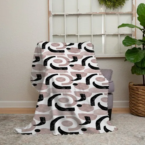 Realhomes White Ground Abstract Geometric Drawing Pattern Chenille Seat Cover