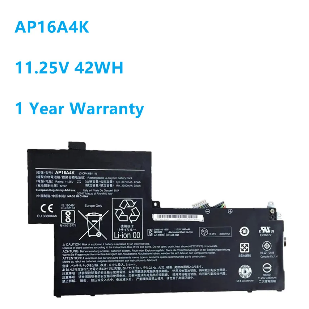 AP16A4K KT.00304.003 11.25V 42WH Laptop Battery For Acer Swift SF113-31-P865 SF11 ASPIRE 11 AO1-132 NE132 N16Q9