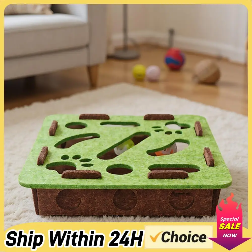 Katzen-Labyrinth Filzbox mit Ball Filzpuzzle-Box Katzen-Übungsspielzeug mit Glocke Indoor-Katzenpuzzle-Box für Kätzchen und Katzen