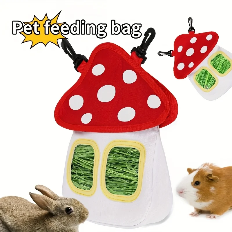 

Mushroom Shaped Pet Hay Feeder Hanging Forage Bag for Rabbit Guinea Pig Small Animals Durable Fabric Hay Storage Ba