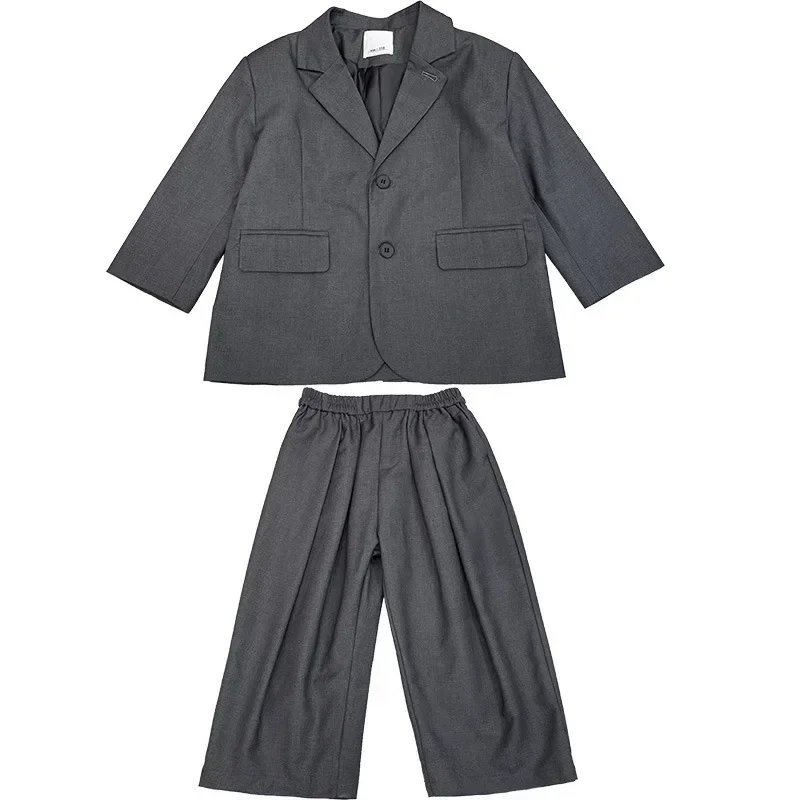 بدلة للأولاد سترة رمادية فضفاضة غير رسمية وسراويل مكونة من قطعتين مجموعة ملابس أطفال المدارس من 2 إلى 13 سنة زي أداء البيانو للأطفال #6