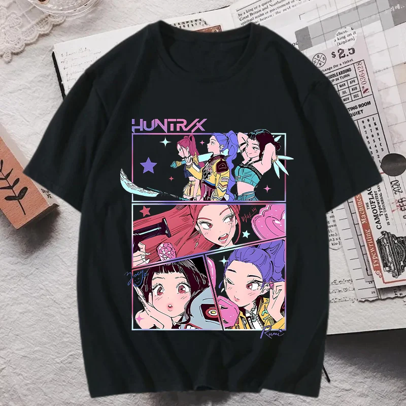 

KPop охотники на демонов хлопковые рубашки пуловер летняя рубашка с короткими рукавами футболка для взрослых свободная одежда повседневная одежда футболки с героями мультфильмов