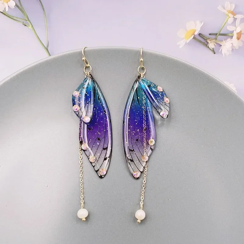 Minar Rainbow Gradient Resin Butterfly Dangle Earrings