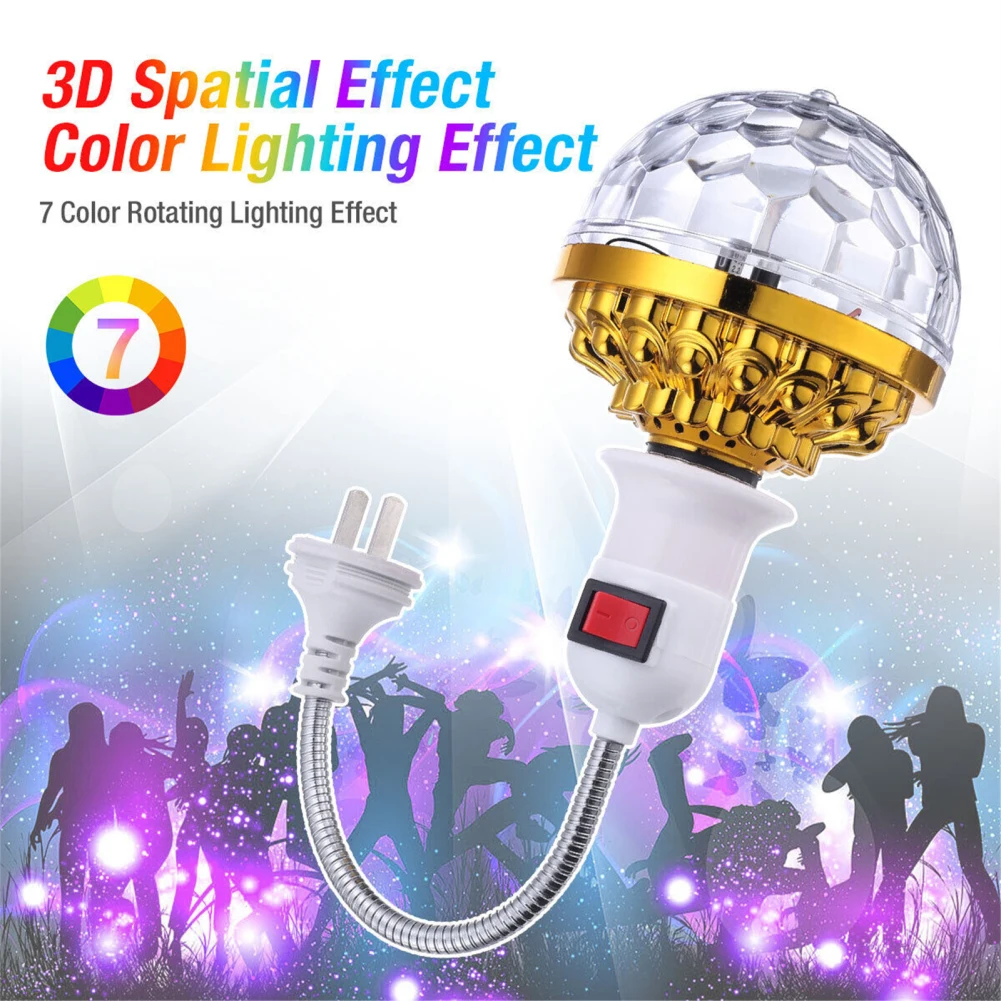 E27 Kleurrijke Roterende Bal Licht Automatische Roterende Bal Lamp Met Socket Bal Rgb Led 6 Kralen Podium Licht Voor Familiekamer Feest