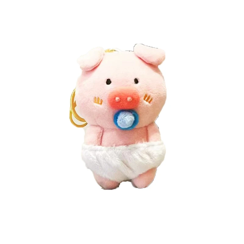 Boneca Piggy personalizada bonito, chupeta, chaveiro de pelúcia pullable, desenhos animados criativos, pingente de porco rosa, presente charme mochila, 1pc